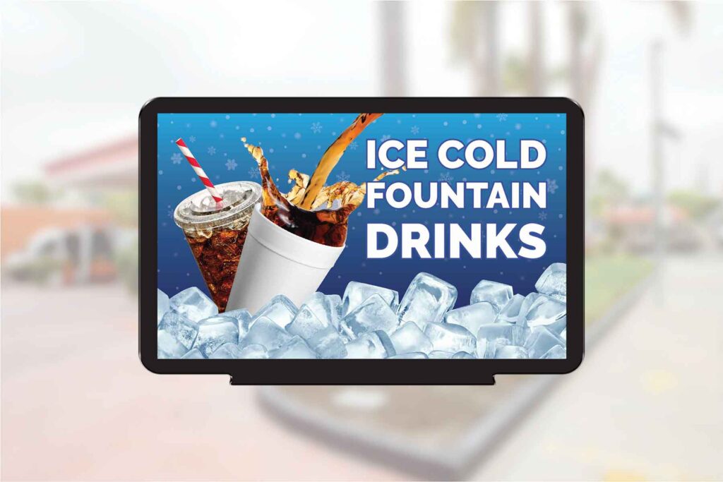 "Ice Cold Fountain Drinks" - Pump Topper Insert