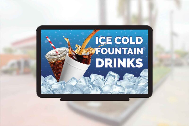 "Ice Cold Fountain Drinks" - Pump Topper Insert