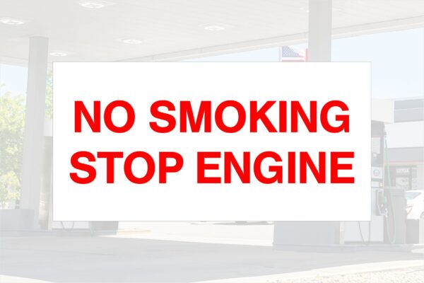 No Smoking Stop Engine Regulatory Decal Red on White 6x12