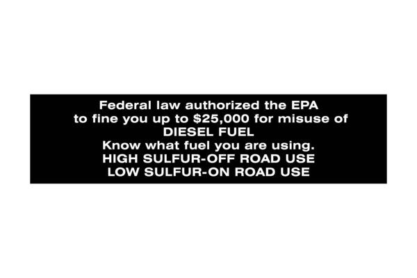Diesel Fuel Misuse EPA Fine Decal White on Red