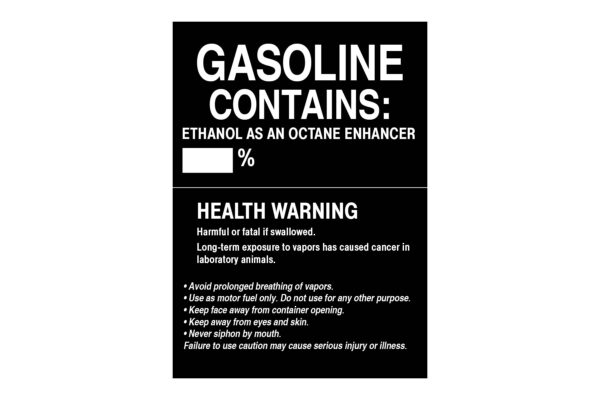 Gas Station Gasoline Contains Ethanol as Octane Decal 5x7 White on Black