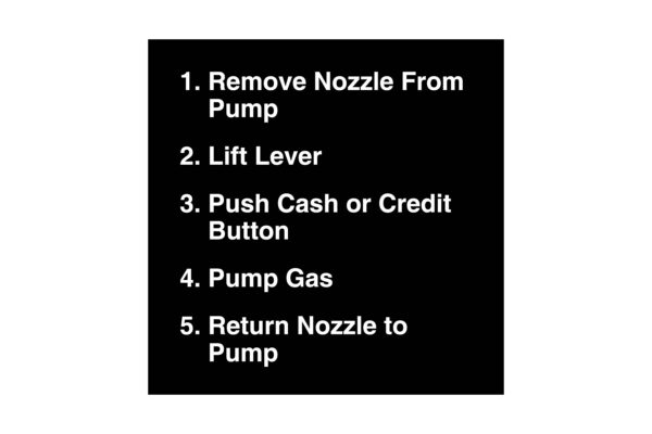 Gas Station Pump Instructions Decal White on Black