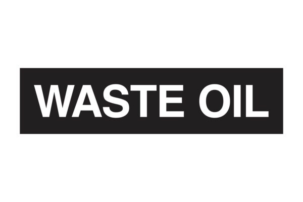 Waste Oil Decal White on Black