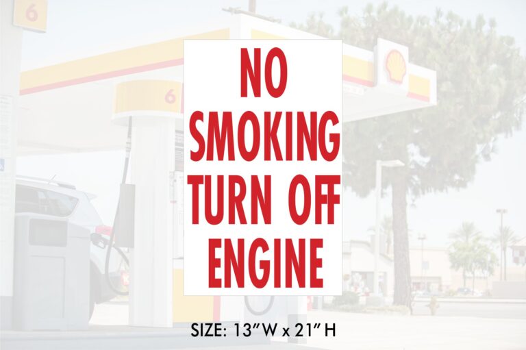 Shell No Smoking Turn Off Engine Regulatory Decal Red on White 13x21