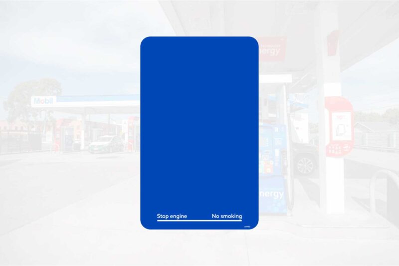 Stop engine, no smoking, gas station.