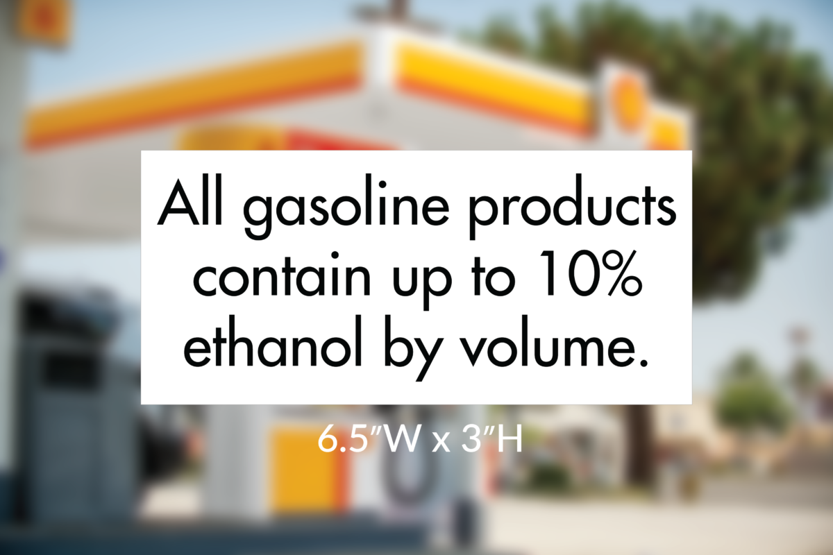 Shell Contains up to 10% Ethanol 6.5x3 Decal