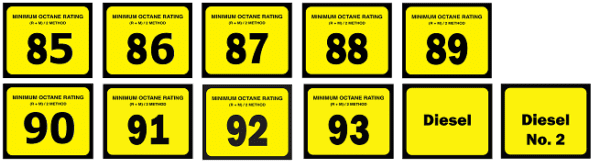 Chevron Gilbarco Encore Octane Rating Decals