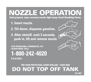 Chevron - California - Clean Air Nozzle Operation Instructions (S.C.A.Q.M.D.) - Decal