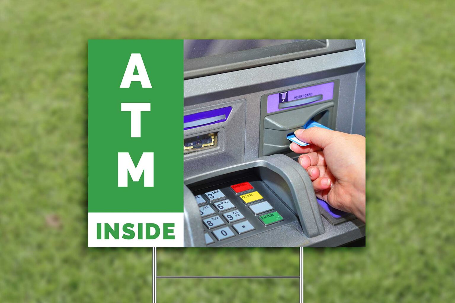 Yard Sign for Grass with ATM Inside Graphic