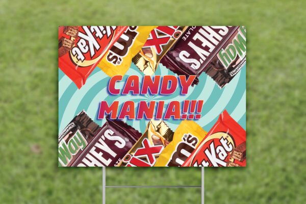 Yard Sign for Grass with Candy Mania Graphic