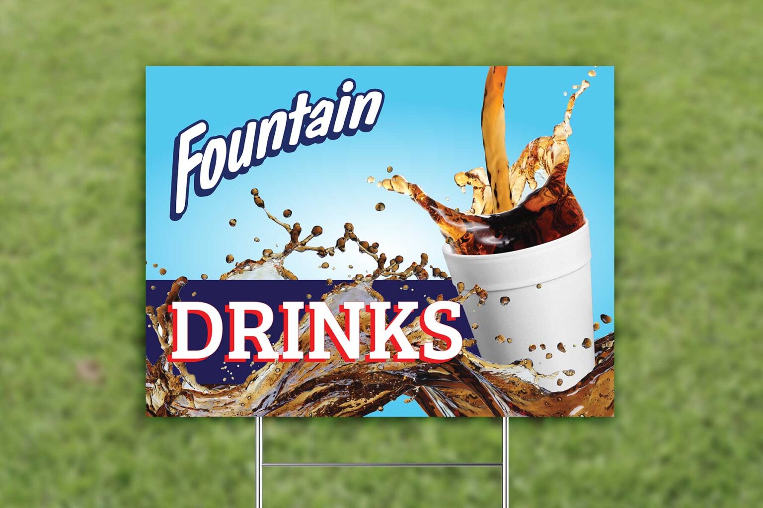 Yard Sign for Grass with Fountain Drinks Graphic