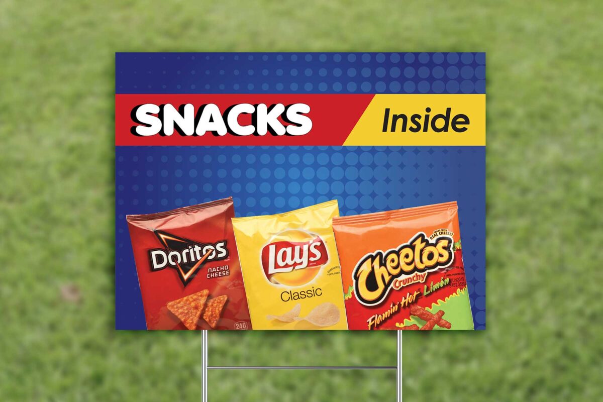 Yard Sign for Grass with Snacks Inside Graphic