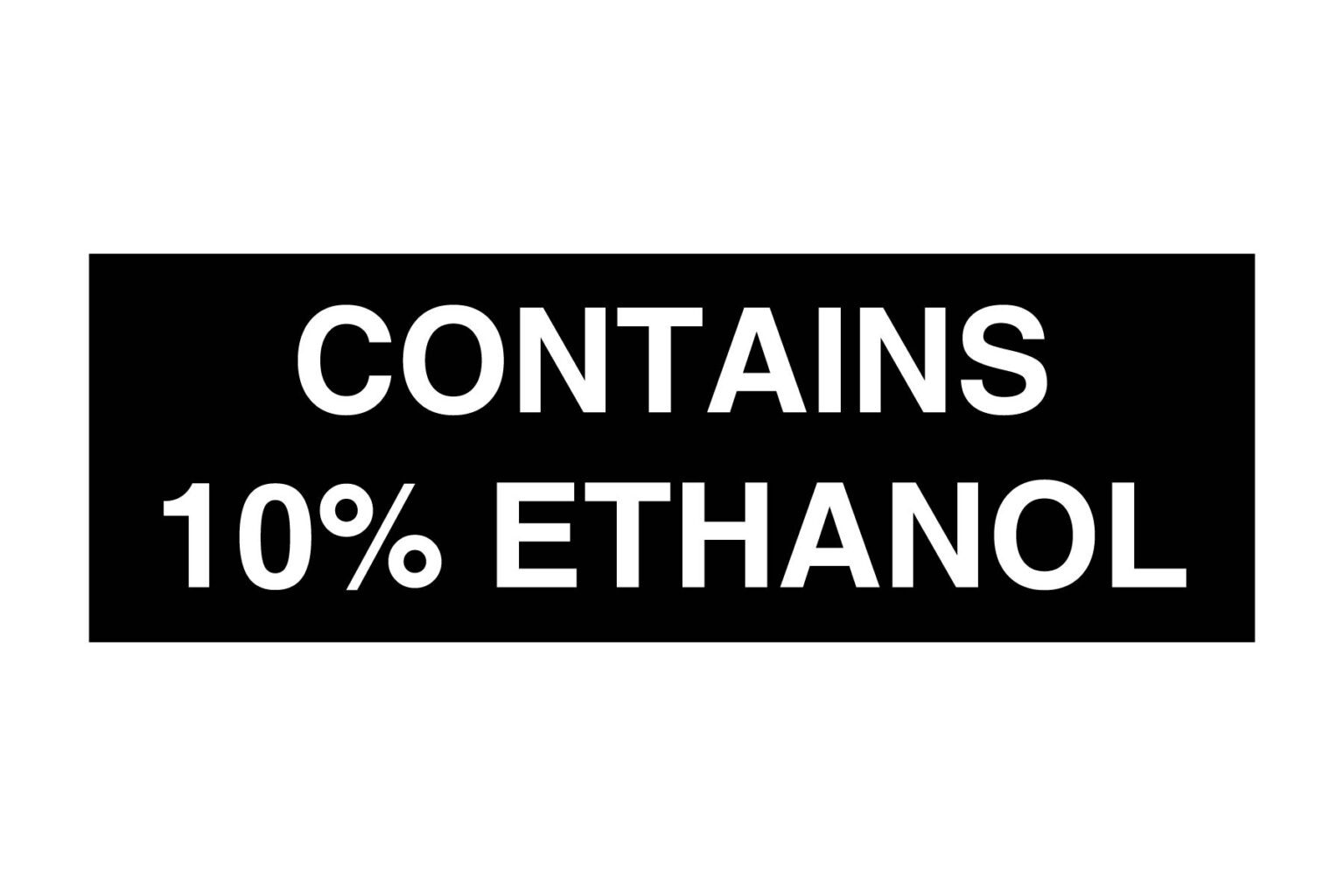 Contains 10% Ethanol Decal