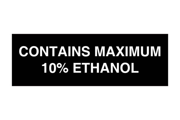 Contains Maximum 10% Ethanol Decal
