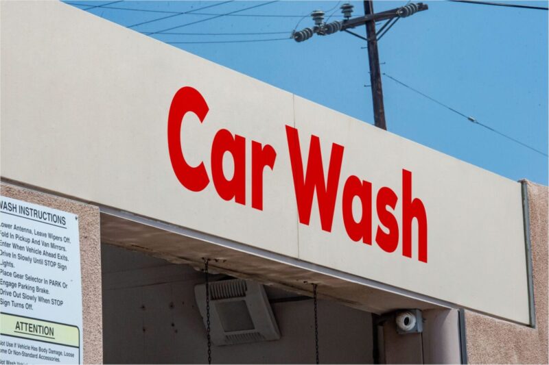 Red Car Wash sign overhead.