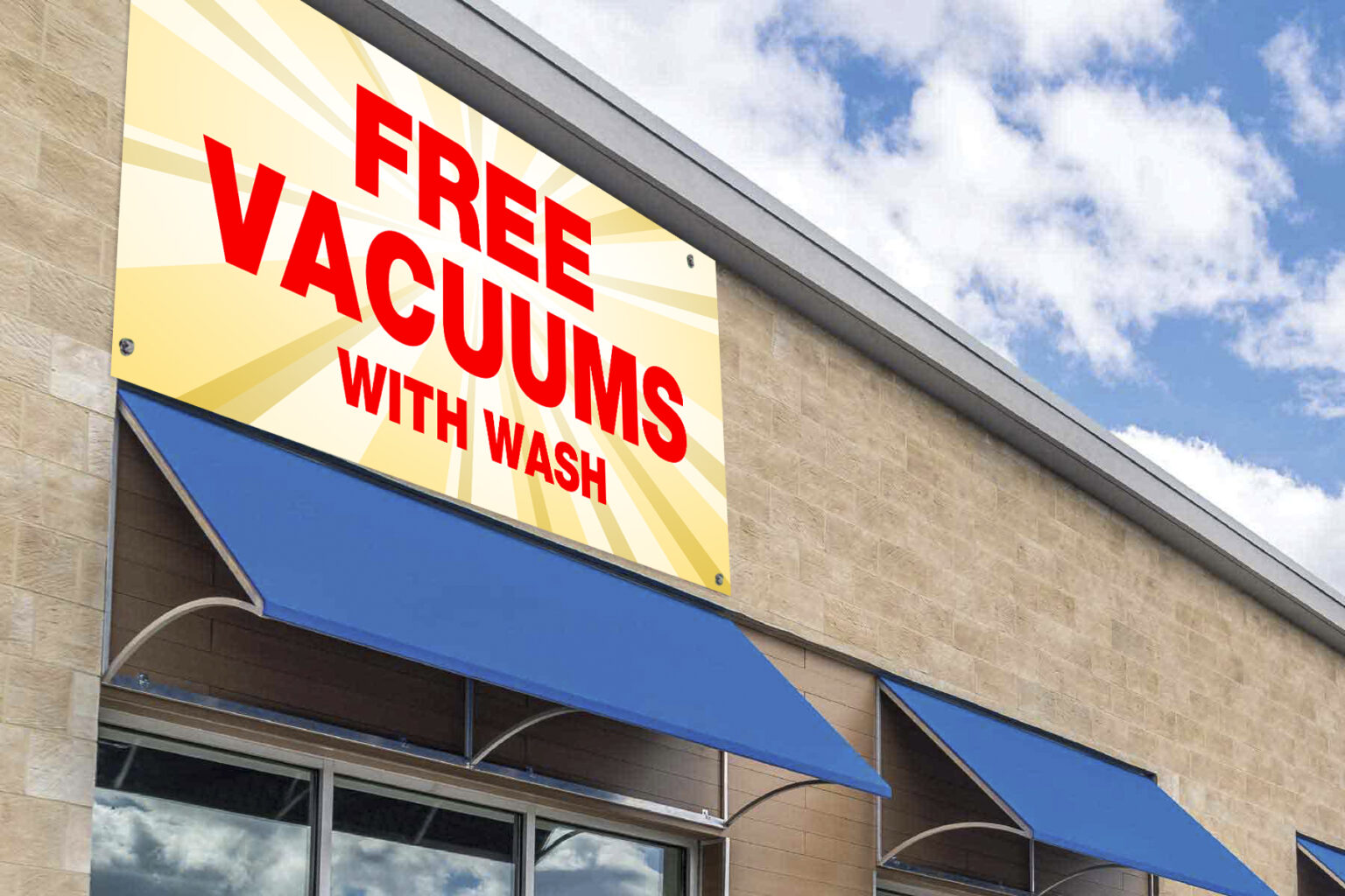 Free Vacuums with Wash Banner