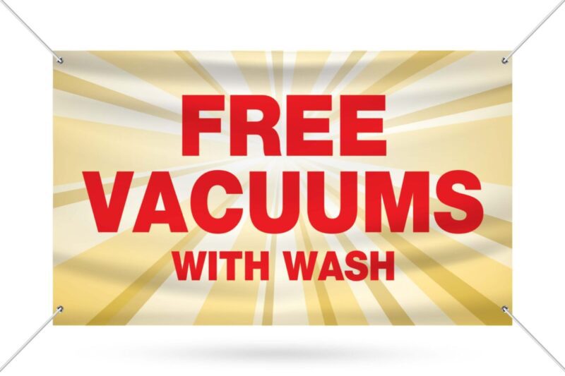 Here's an alt tag for the image: Free vacuums with car wash.