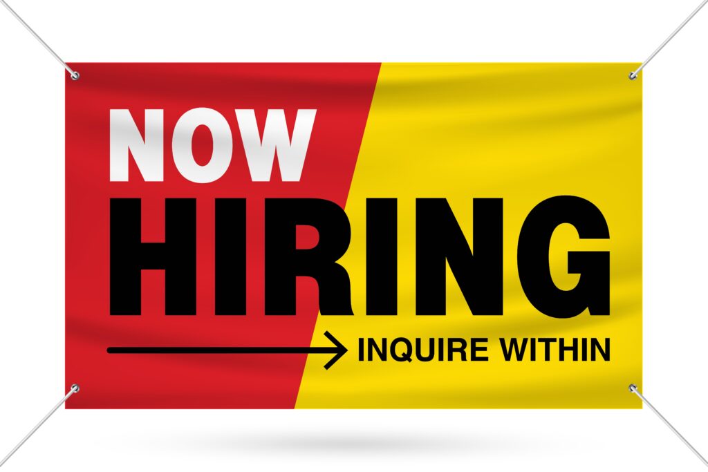 Now Hiring Vinyl Banner 3x5