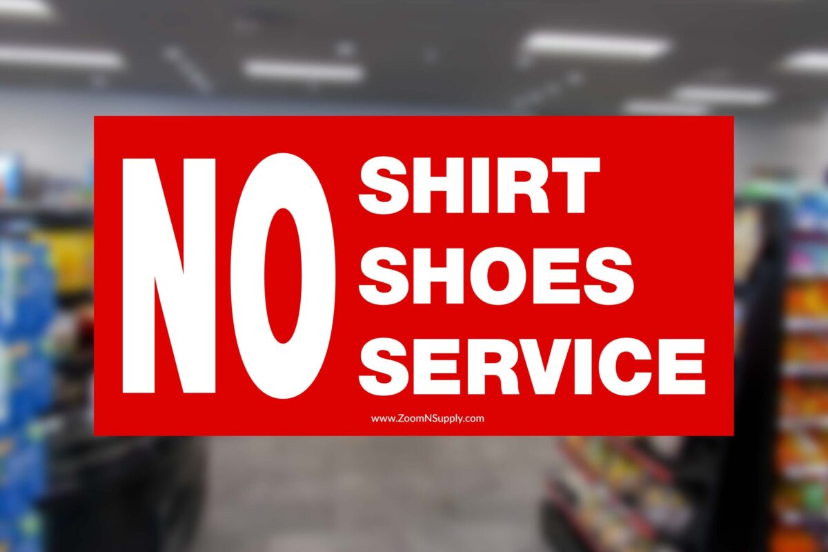 No Shirt Shoe Service Decal - White on Red
