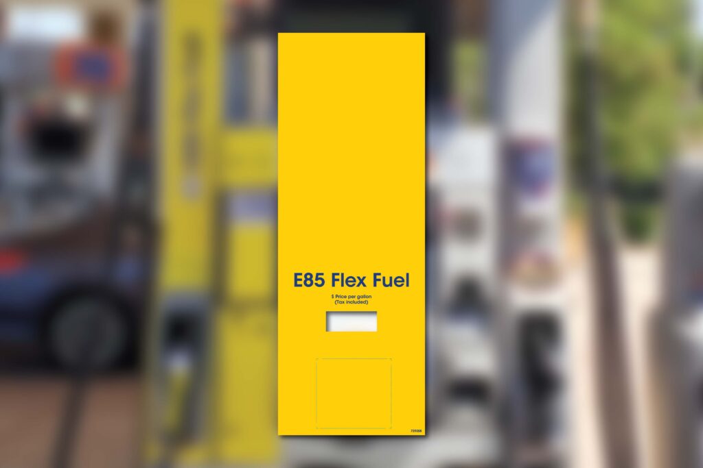 E85 Flex Fuel price sign.