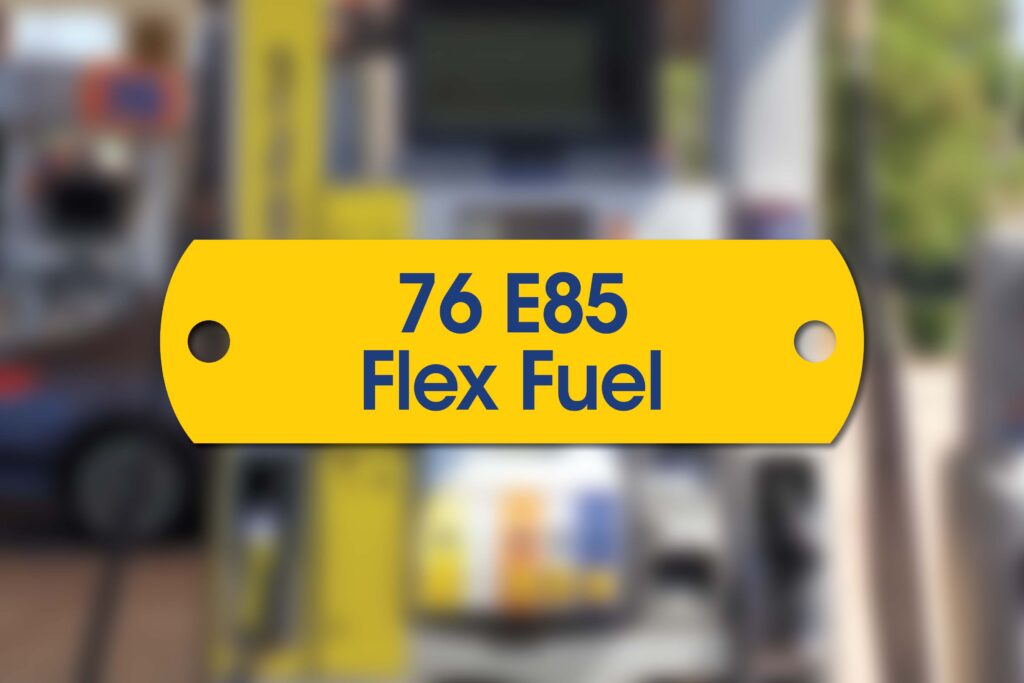 76 E85 Flex Fuel station sign.