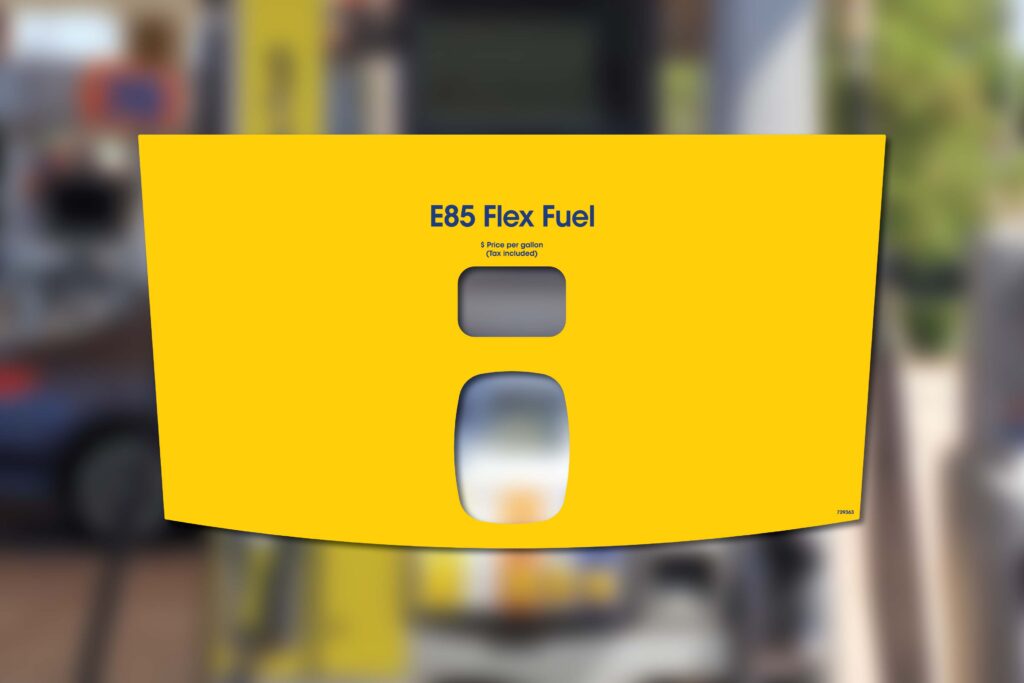 E85 Flex Fuel price sign.