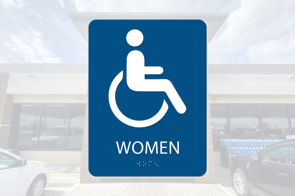 Handicapped Women’s Bathroom Sign w/ Braille