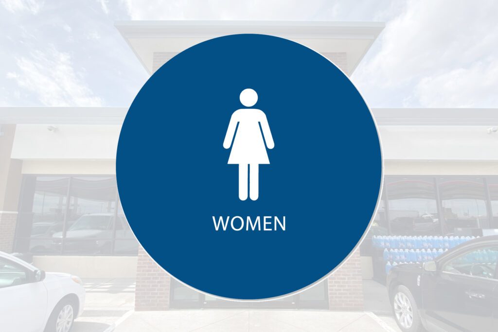 Women's restroom sign.