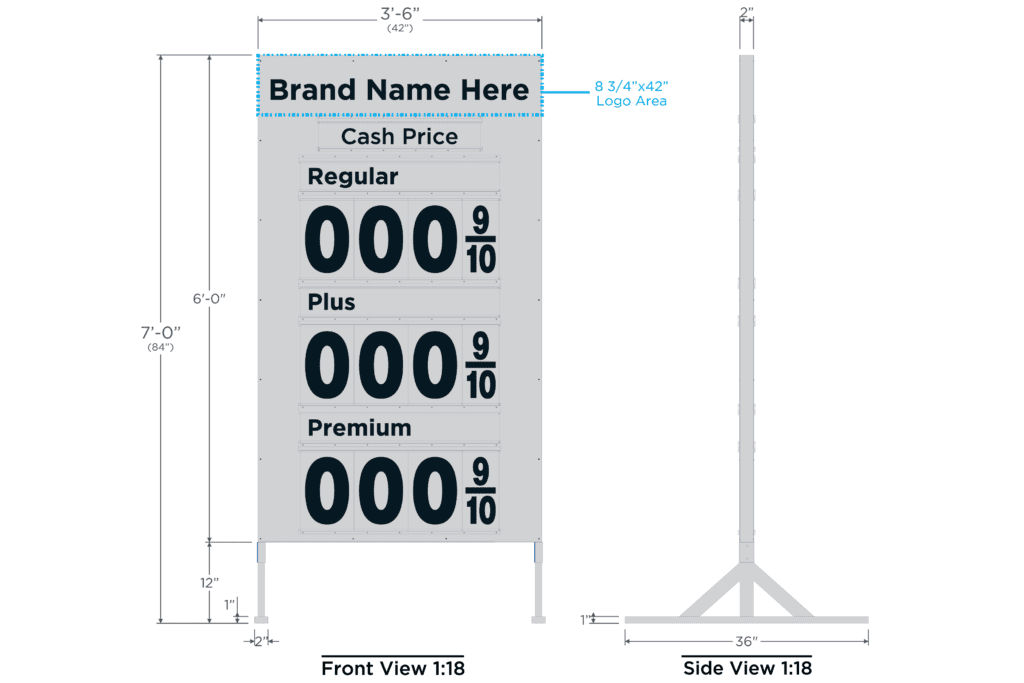 Custom 3P Metal Price Sign