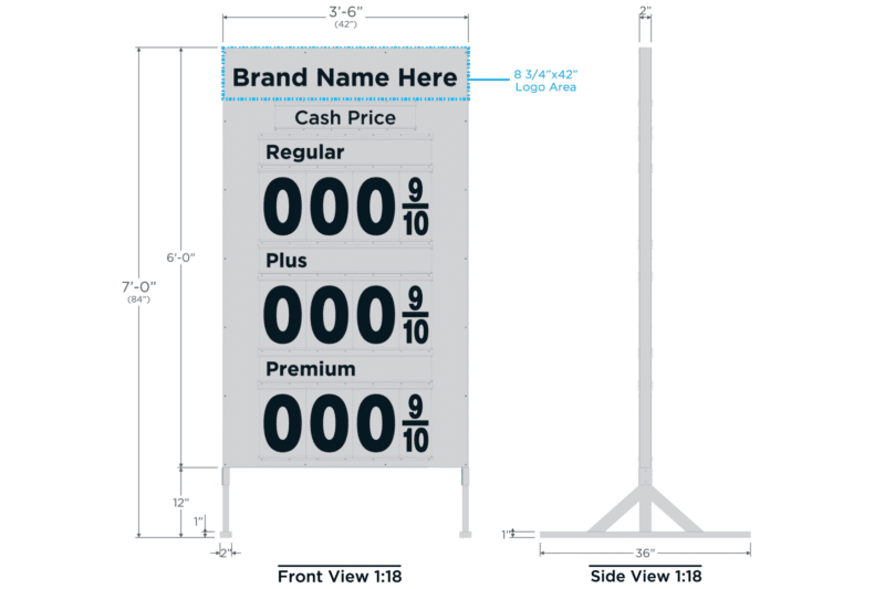 Custom 3P Metal Price Sign