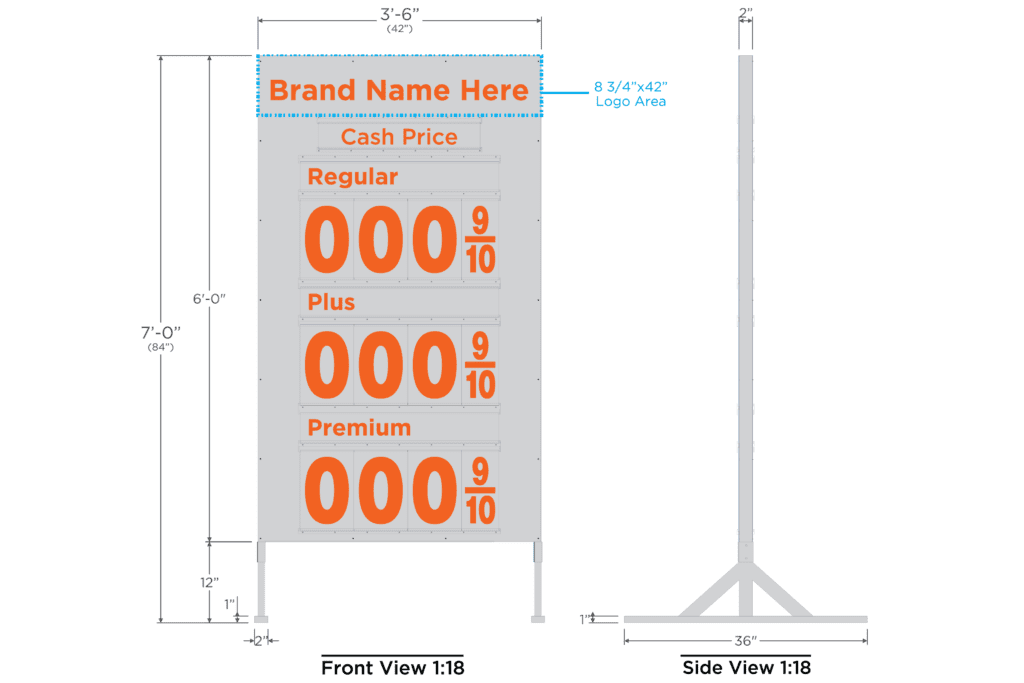 Custom 3P Metal Price Sign