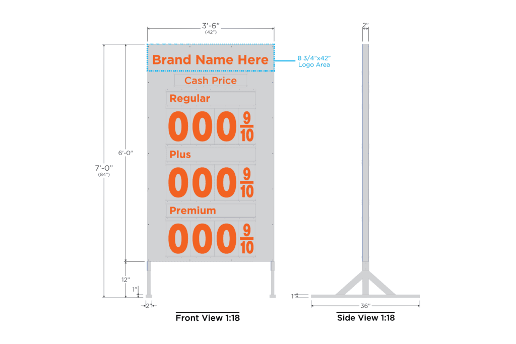 Custom 3P Metal Price Sign