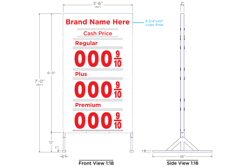 Custom 3P Metal Price Sign