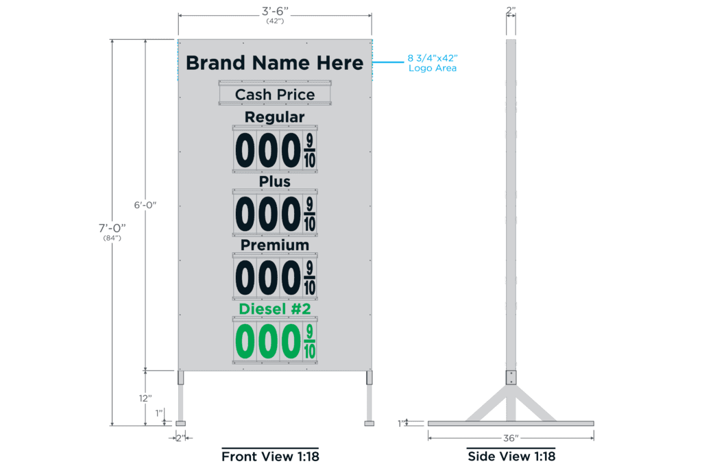 Custom 4P Metal Price Sign