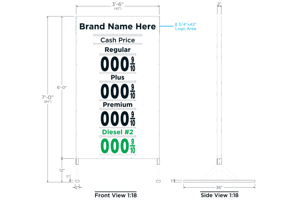 Custom 4P Metal Price Sign