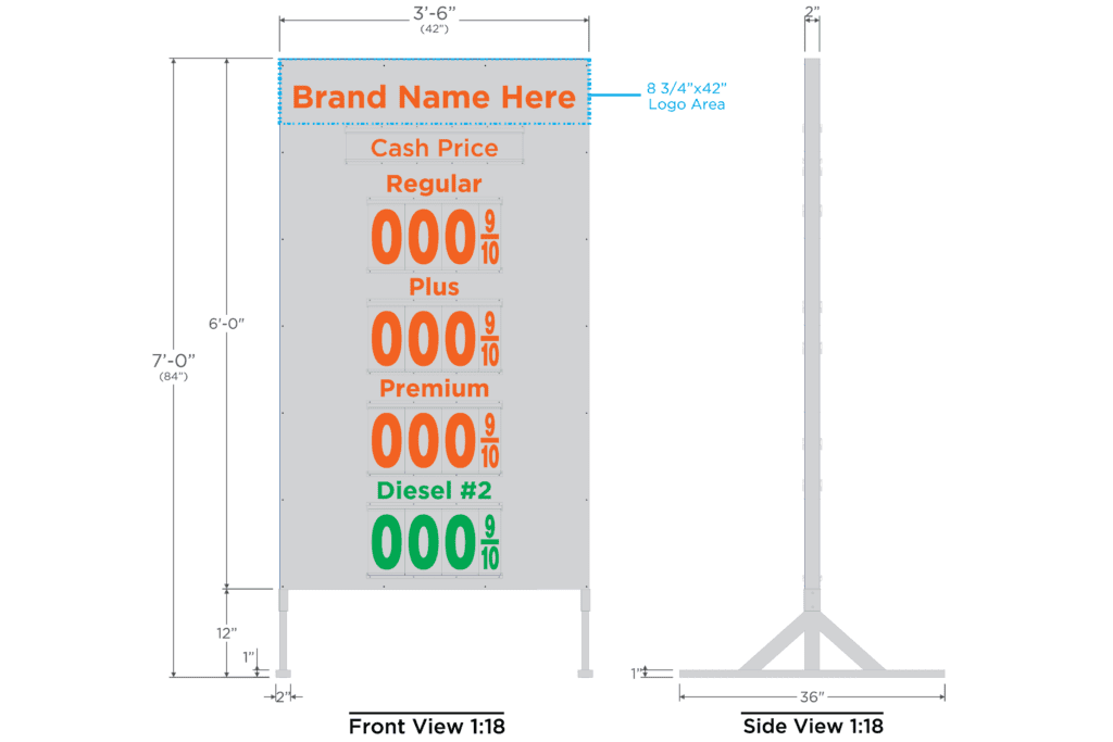 Custom 4P Metal Price Sign