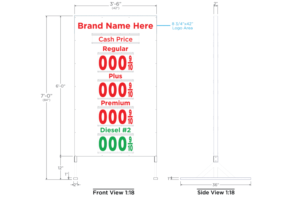 Custom 4P Metal Price Sign