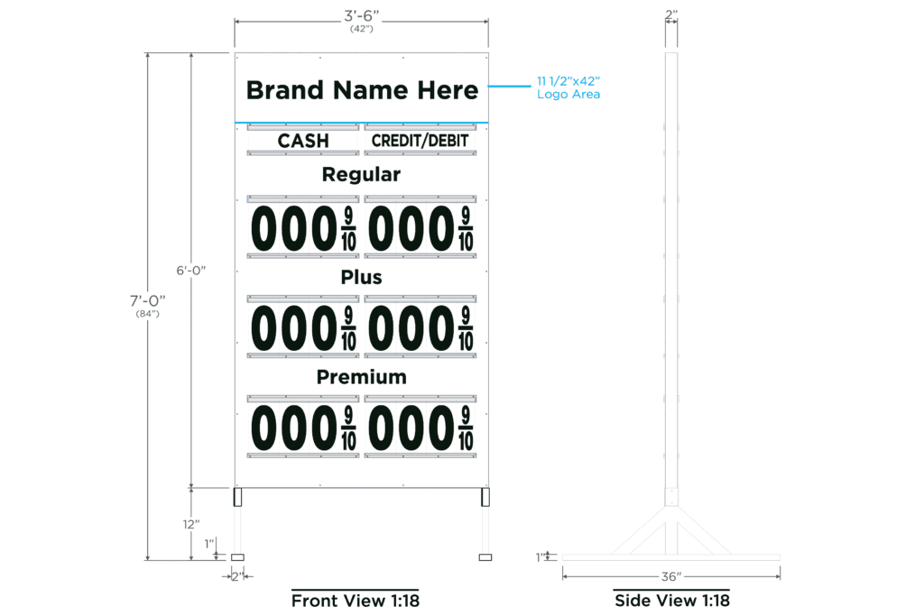 Custom 6P Metal Price Sign