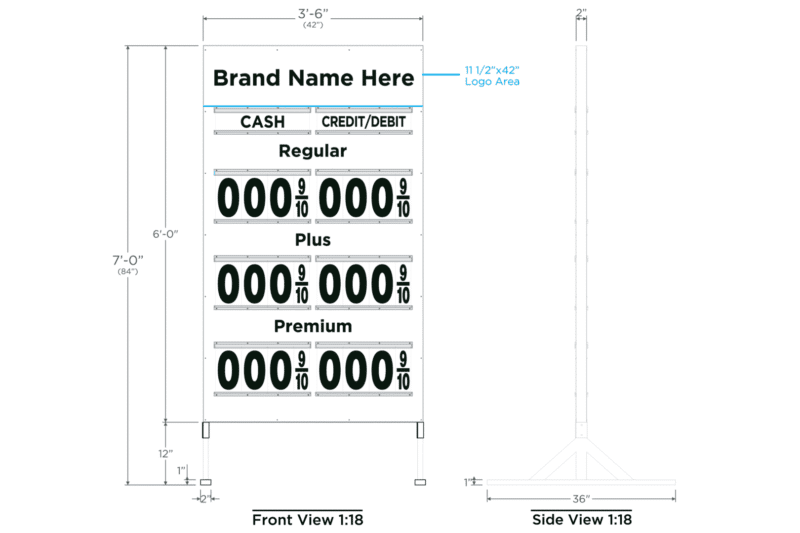 Custom 6P Metal Price Sign