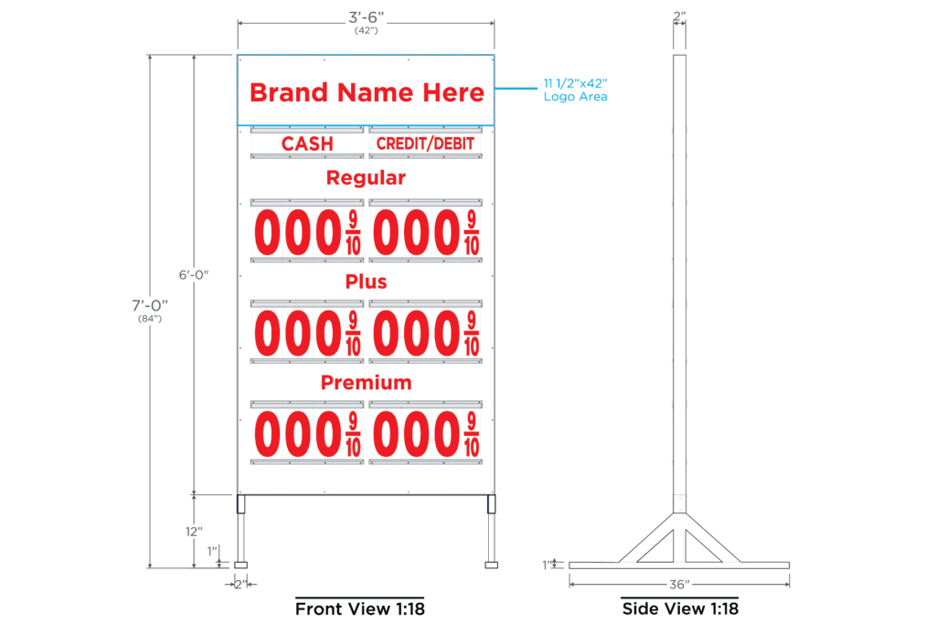 Custom 6P Metal Price Sign