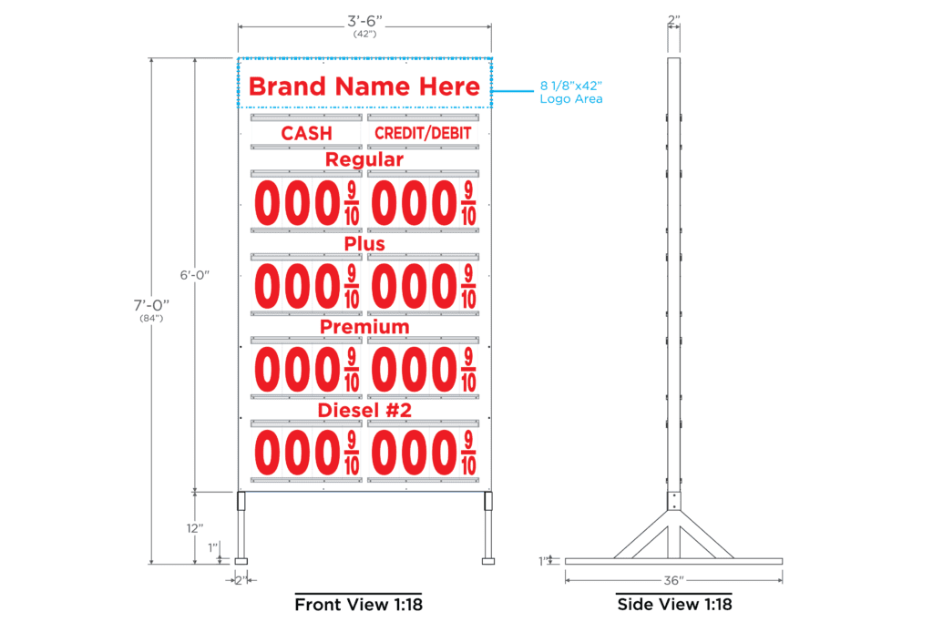 Custom 8P Metal Price Sign