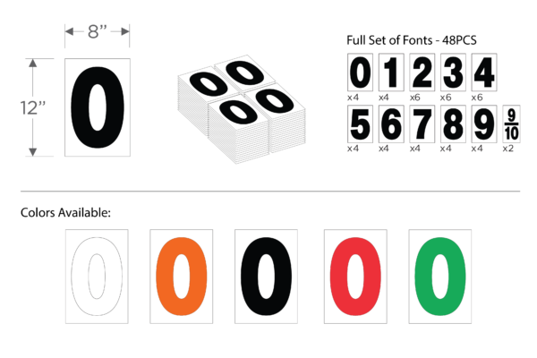 9"H Numeral Font Kit