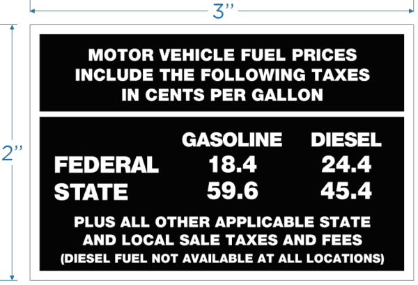 Fuel price sign with gas & diesel costs.