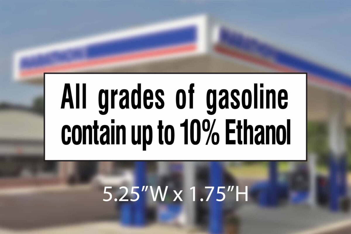 Marathon - All Grades of gasoline Contain - TN- Decal 5.25x1.75