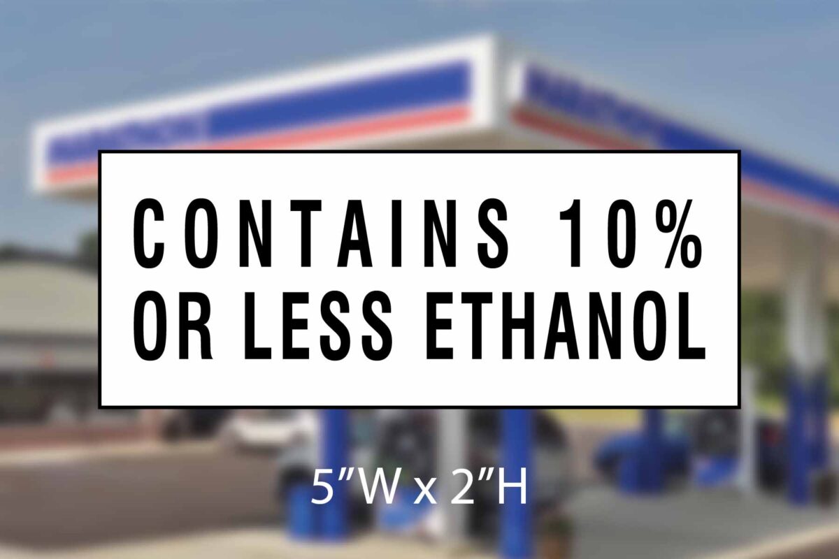 Marathon - Contains 10% or Less Ethanol - FL State - Regulatory Decal 5x2