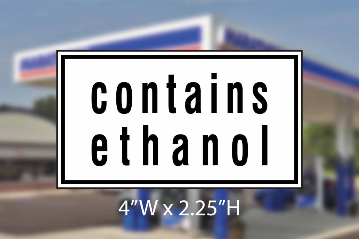 Marathon - Contains Ethanol - AL State - Regulatory Decal 4x2.25