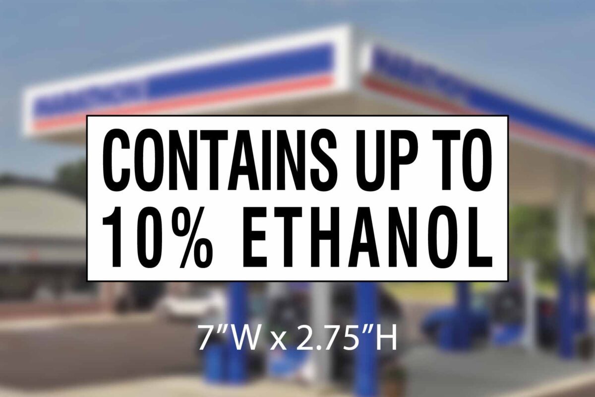 Marathon - Contains Up to 10% Ethanol 7x2.75 - Regulatory Decal