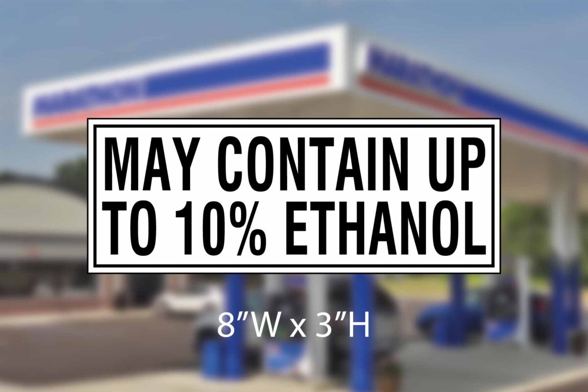 Marathon - May Contain Up to 10% Ethanol - NC - Regulatory Decal 8x3
