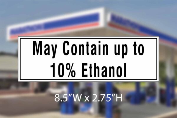 Marathon - May Contain Up to 10% Ethanol - NJ - 8.5x2.75 Regulatory Decal
