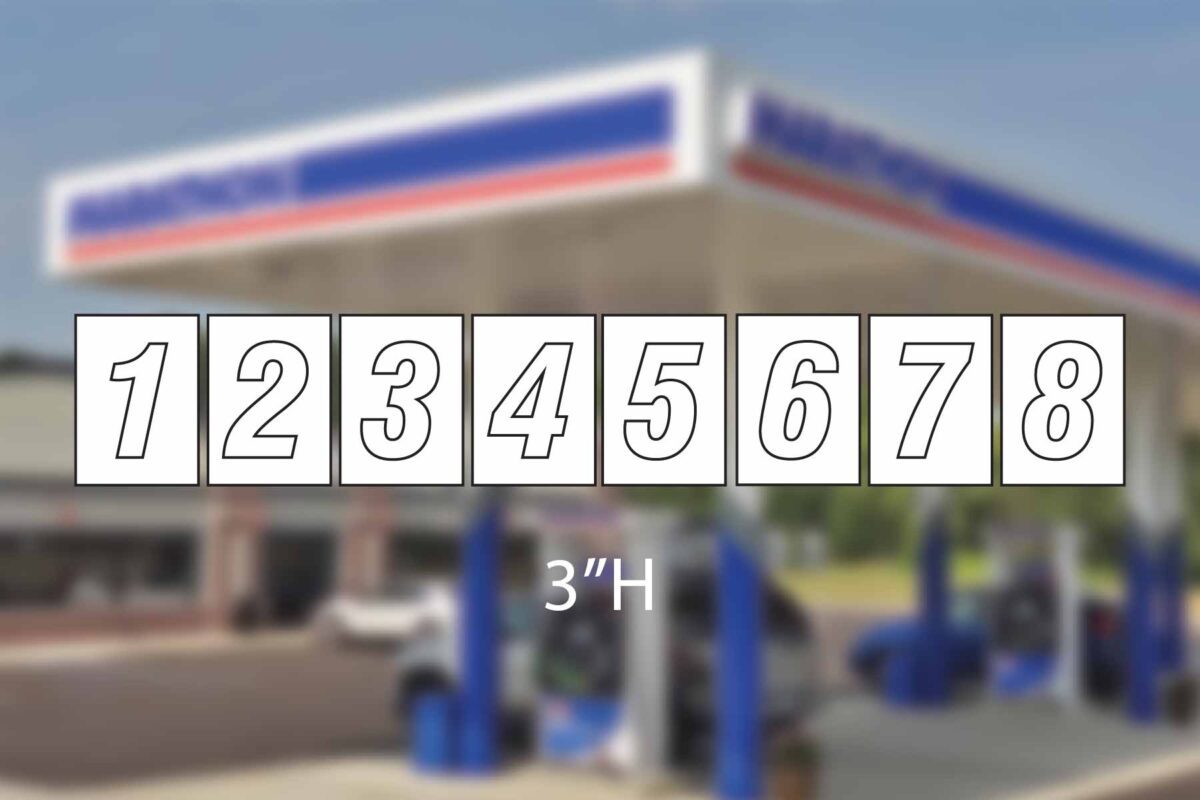 Marathon - Pump #s 1-8 - Decal 3"H - Dispenser Number Decal
